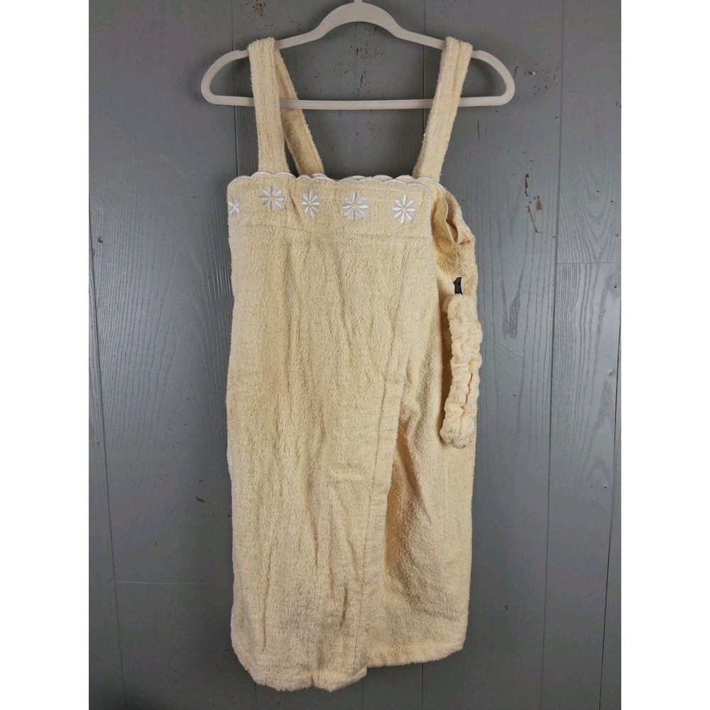 NWT Plush Terry Bath‎ Robe Swim Cover Up Daisy Yellow Adjustable Headband Gift